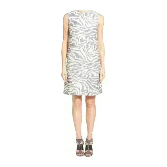 BOSS by Hugo Boss Zebra Print Shift Dress Gray/White Size 8 - Picture 6 of 9